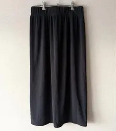 GU リブナロースリットミディスカート(丈短め76〜80㎝) 黒 (スリット有)