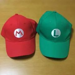 マリオ ルイージ　ロゴ刺繍 キャップ 帽子 2つセット