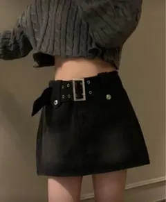 SHEIN デニムミニスカート 台形 黒