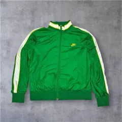 00s NIKE ナイロンジャケット 緑 刺繍ロゴ XL