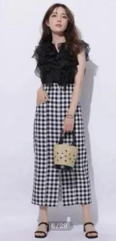 アプワイザーリッシェ　ギンガムチェック　サスつきスカート