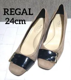 REGAL スエード ベージュ ブラック　パンプス24cm