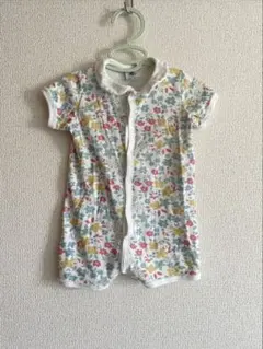 プチバトー　ショートオール　6m 67cm 花柄　ロンパース