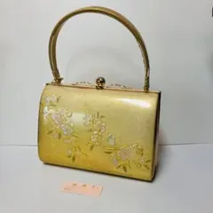 着物バッグ　桜模様×ゴールド　※持ち手部分に痛み　和装小物　成人式卒業式　和服に