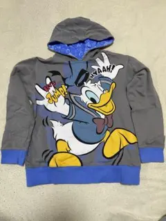 ドナルドダック パーカー Mサイズ グレー ディズニー フード付き スウェット