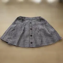 茶系チェック ボタン付きフレアスカート 130