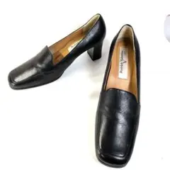 Rudolph Valentino パンプス ブラック スクエアトゥ 24