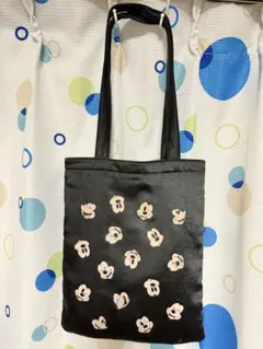 ミッキーマウス 肩掛け トートバッグ 黒 A4 ミッキーフェイス ブラック