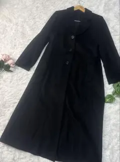 カシミヤ100% ロングコート　ピーコート　ブラック　Fサイズ