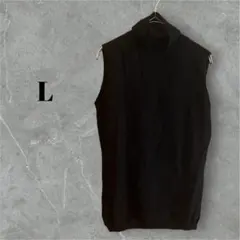 レディース トップス ハイネック ニット ウール 薄手 ブラック 黒 L