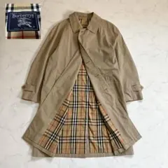 英国製 バーバリーズ メンズ ステンカラーコート ノバチェック ロング ベージュ