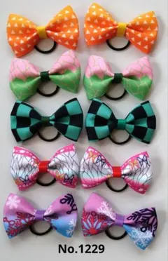ベビー＆キッズヘアゴムリボンセット 和柄 ハンドメイドゴムNo.1229