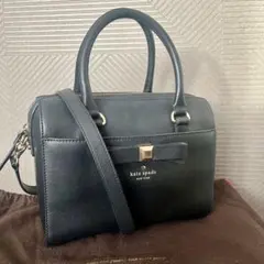 【美品】　ケイトスペード　ミニボストン　2way ショルダーバッグ　リボン　黒