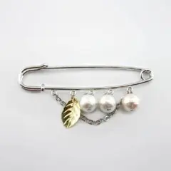 546_ストールピン　シルバー　リーフチャーム　ショールピン　ブローチピン