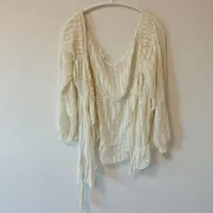 カーディガン Ｖネック 長袖 総刺繍 M 白 上品 お出かけ パーティー ボレロ