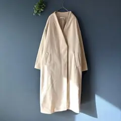 アントマリーズ［F］大人ナチュラル◎中綿入◎ウールライク◎ノーカラーロングコート