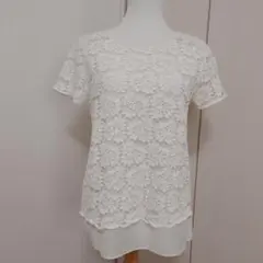 7id-CONCEPT ホワイトレース半袖トップス