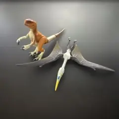 恐竜フィギュア 2体セット ラプトル プテラノドン