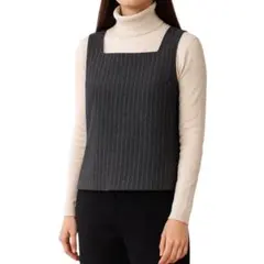 ビギ　LEQUIPEピンストライプ ウールベストタンクトップ 重ね着L（C2