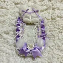 トレカケース フリル レースデコ うさ耳 うさぎ リボン　紫　ラビット　推し活