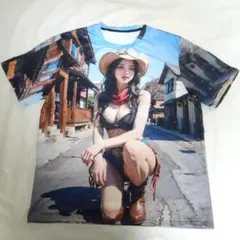 新品 XXL セクシーガール カウガール風 プリントTシャツ