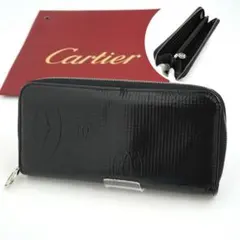 ✨ABランク✨　Cartier 長財布　ハッピーバースデー　パテントレザー　黒色のサムネイル