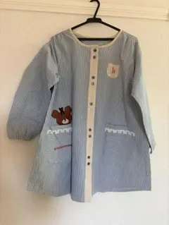 くまのがっこう ストライプ柄エプロン クマ刺繍付き