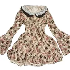 fairycore 森ガール 平成レトロ 姫系 花柄 フリル ミニワンピ