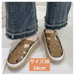 FASHION ブラウン サンダル 合成皮革 夏 レディース　サイズ38