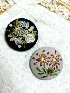 刺繍ブローチ2個セット