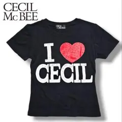 S■ CECIL McBEE レディース チビT ラインストーン ロゴ 半袖 黒のサムネイル