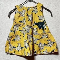 RAG MART キッズ花柄ノースリーブワンピース 80サイズ 黄色 綿100％のサムネイル