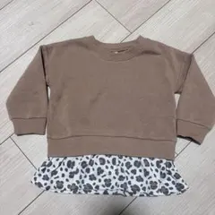 レオパード柄 フリル トレーナー 裏起毛 90