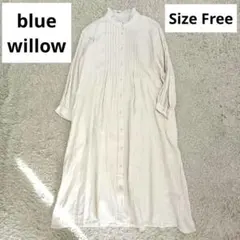 美品【blue willow】ブルーウィロー コットン＆リネン シャツワンピース