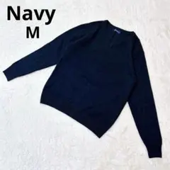 マックハウス Navy Vネックニット紺 ネイビー メンズ M シンプル 定番