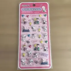 スヌーピーぷくぷくシールピンクボンボンドロップシール風