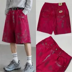 90s Cross Colours デニム バギーパンツ ショーツ ペンキ 襤褸のサムネイル