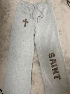 SAINT スウェットパンツ グレー レオパード柄