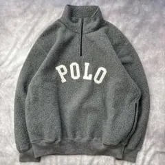 ポロラルフローレン　ポロスポ　ボアフリース　ハーフジップ　刺繍ロゴ　グレー　XL