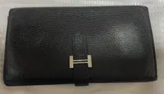 HERMES エルメス ベアン 二つ折り長財黒　シルバー金具のサムネイル