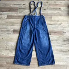 ダークブルー サロペット ワイドレッグ