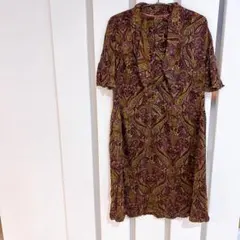 海外古着⭐️ペイズリー 半袖ひざ丈ワンピース エレガント ワンピ スカート