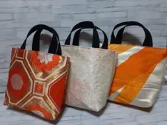 ハンドメイド帯リメイクバックトートバッグ3点No.56