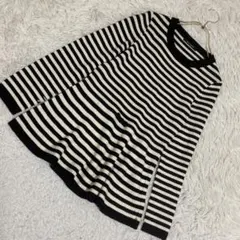 pierre cardin ボーダー柄ニット ベージュ ブラック M フレアのサムネイル