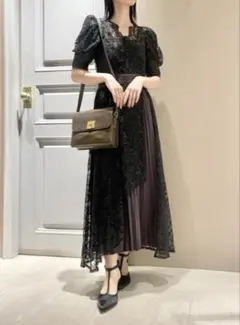 LILY BROWN カシュクールフラワーレースドレス