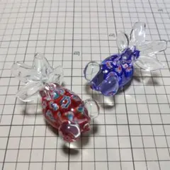 ミルフィオリ ガラス細工 金魚 出目金 置物 ペーパーウェイト - メルカリ