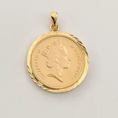 エリザベス女王 コインネックレストップ 金色 ペンダント ヴィンテージ 