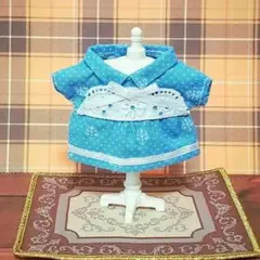 【10cmぬい服】襟付きワンピース青