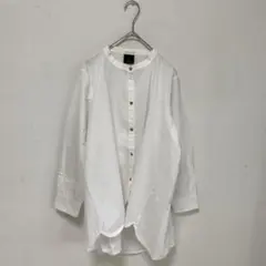 マライカ/BLACK MALAIKA】ロングブラウス　バンドカラー　白　綿100のサムネイル