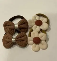 新品　リボンと花のヘアゴム4個セット